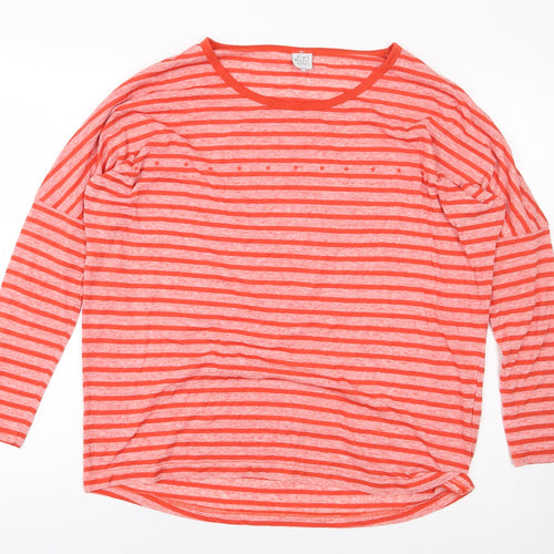 Karl Marc John Womens Red Striped Polyester Basic T-Shirt Size M Round Neck