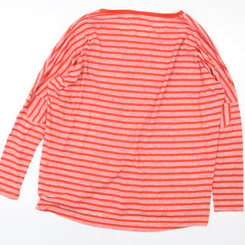Karl Marc John Womens Red Striped Polyester Basic T-Shirt Size M Round Neck
