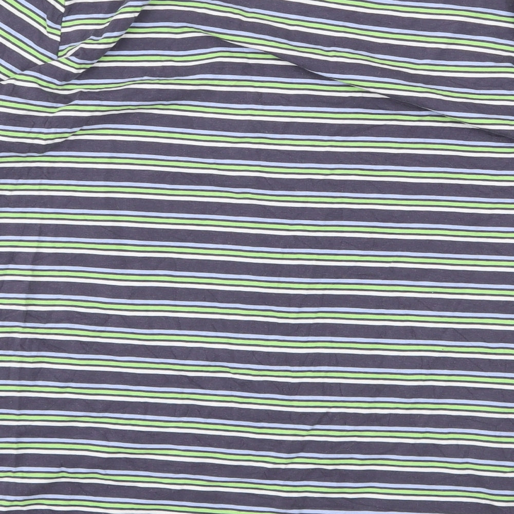 Marks and Spencer Womens Multicoloured Striped Cotton Basic T-Shirt Size 14 Round Neck