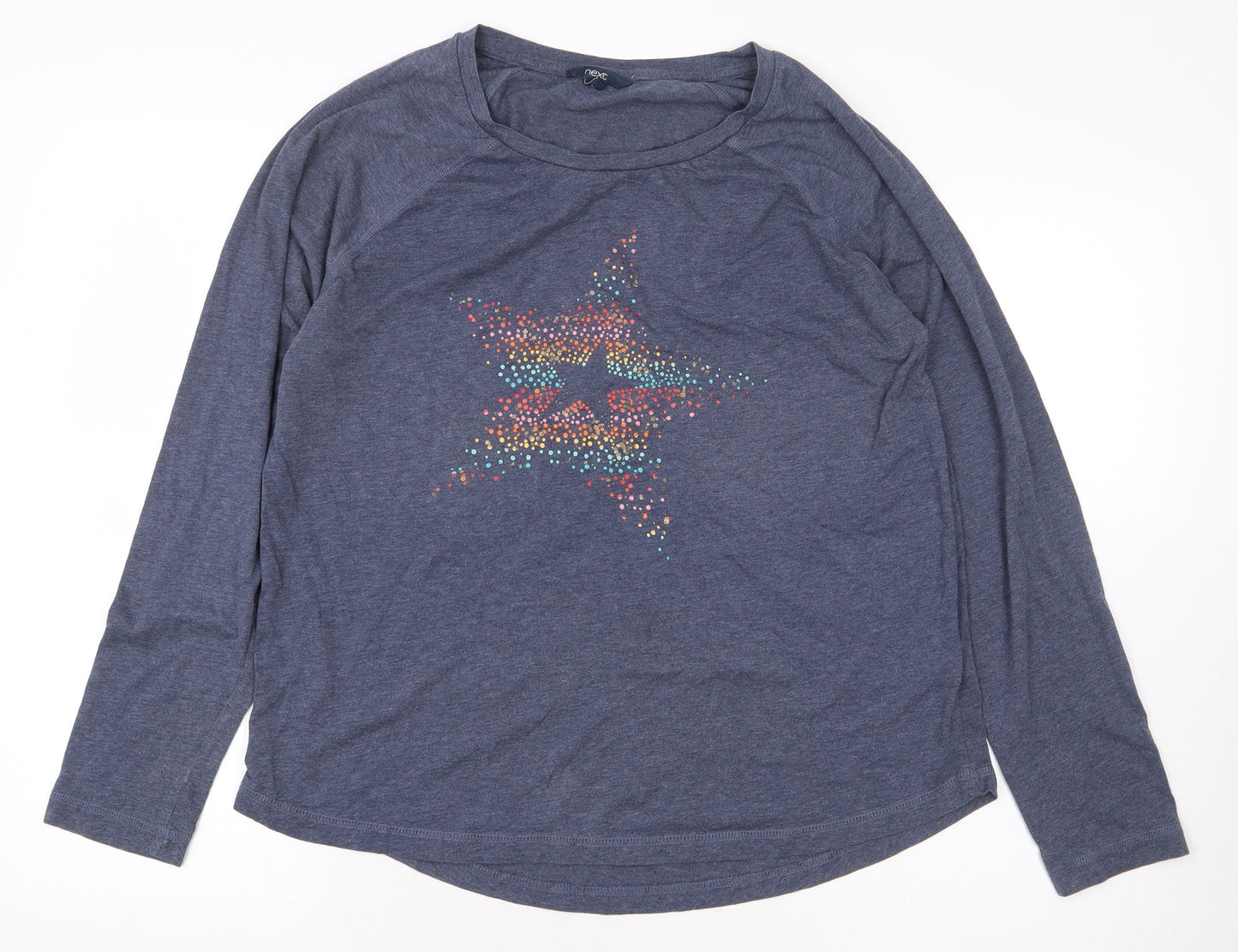 NEXT Womens Blue Cotton Basic T-Shirt Size 14 Round Neck - Star