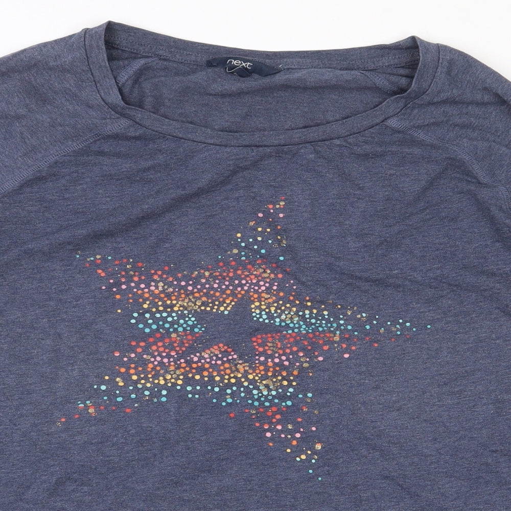 NEXT Womens Blue Cotton Basic T-Shirt Size 14 Round Neck - Star