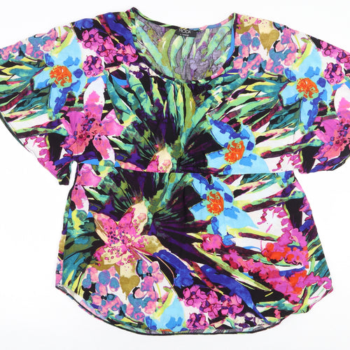 George Womens Multicoloured Floral Viscose Basic Blouse Size 16 Scoop Neck