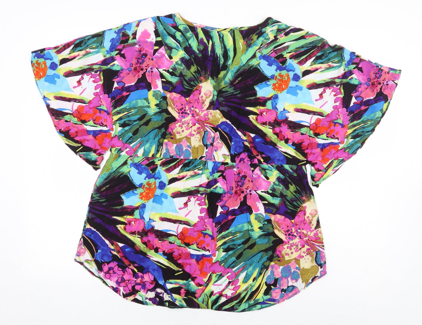 George Womens Multicoloured Floral Viscose Basic Blouse Size 16 Scoop Neck