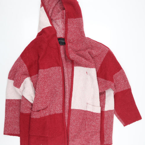 Centrigade Womens Red Check Acrylic Cape Hoodie Size 2XL