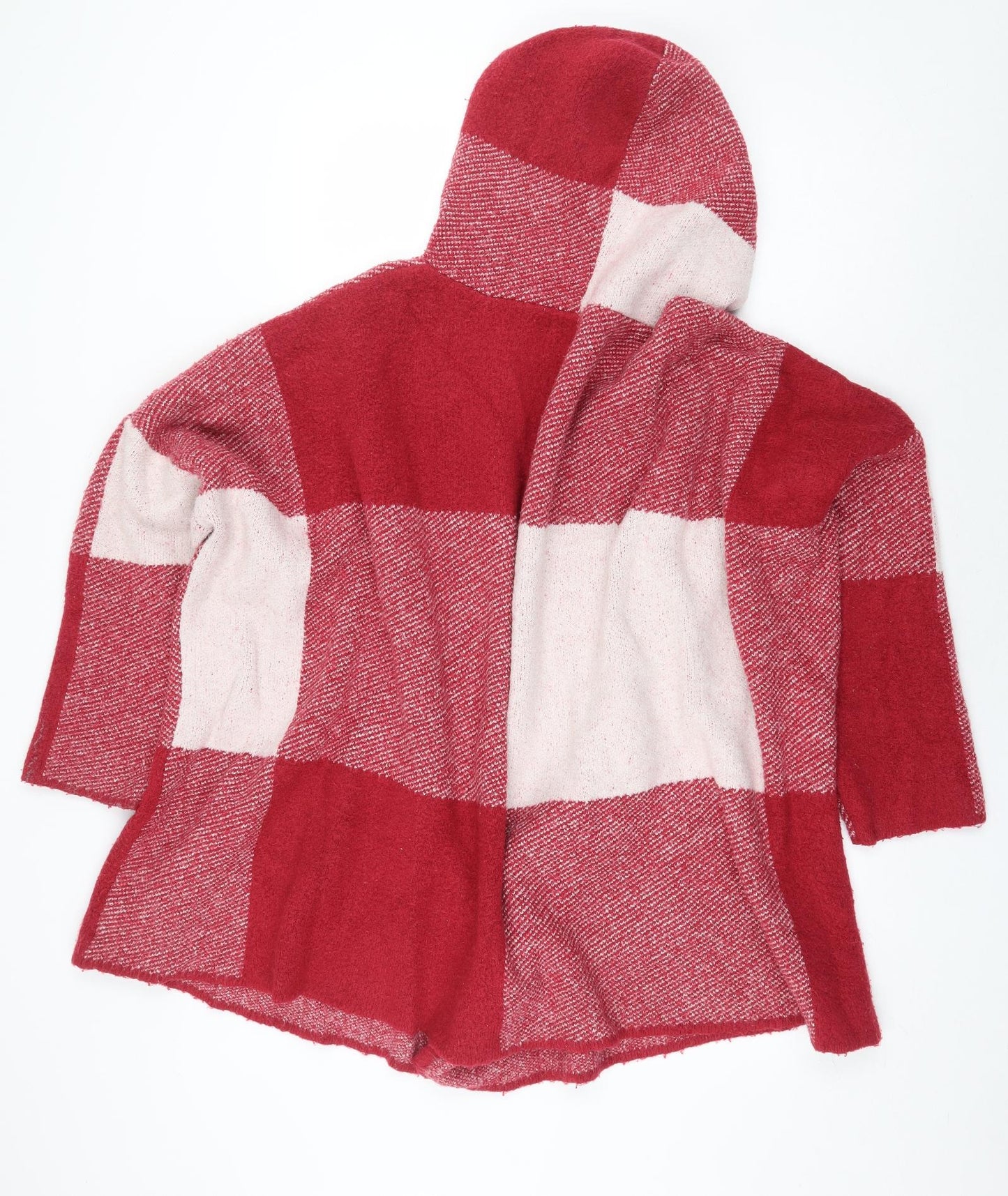 Centrigade Womens Red Check Acrylic Cape Hoodie Size 2XL