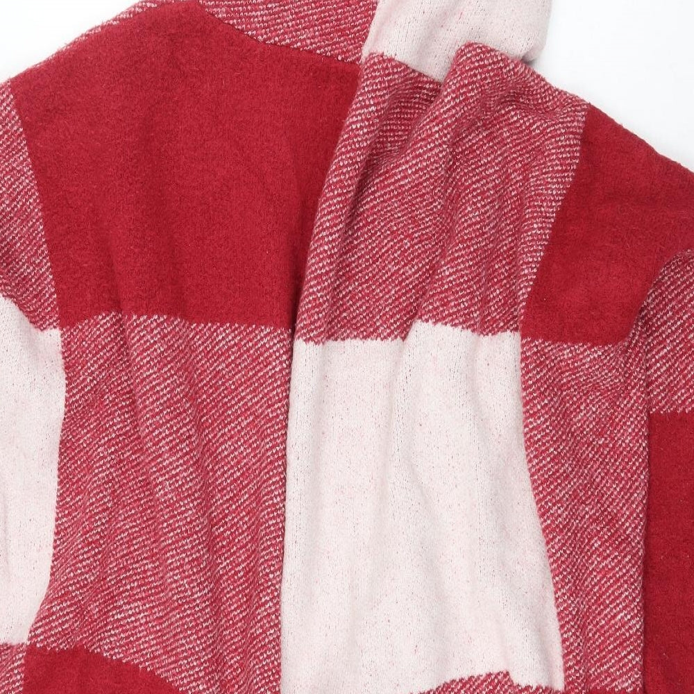 Centrigade Womens Red Check Acrylic Cape Hoodie Size 2XL