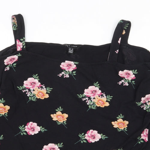 New Look Womens Black Floral Cotton Basic Blouse Size 14 Off the Shoulder