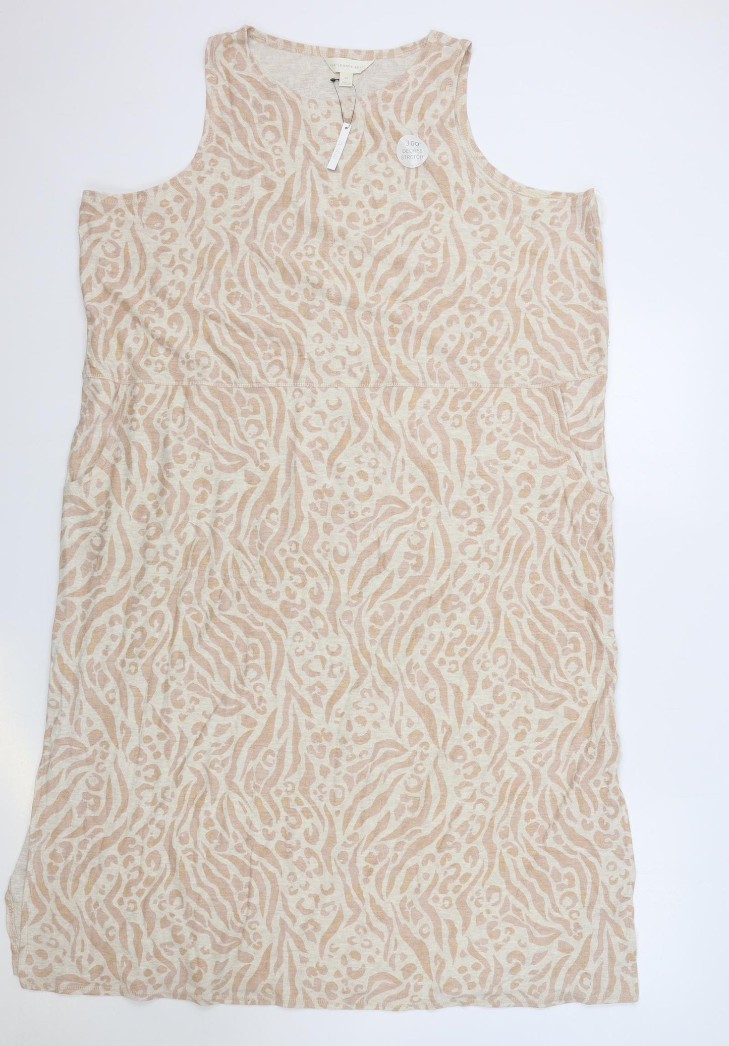 The Lounge Edit Womens Pink Animal Print Cotton Shift Size 24 Round Neck Pullover