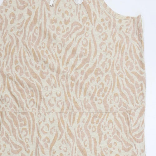 The Lounge Edit Womens Pink Animal Print Cotton Shift Size 24 Round Neck Pullover