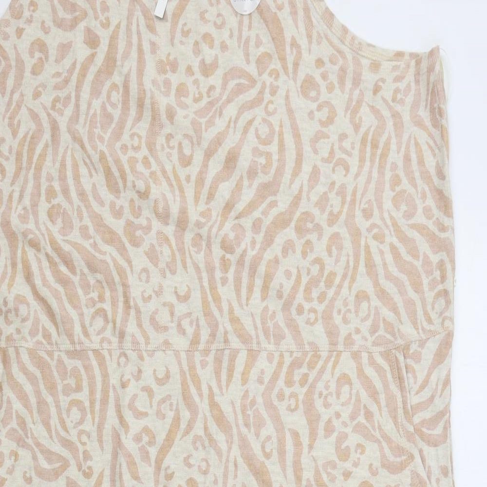 The Lounge Edit Womens Pink Animal Print Cotton Shift Size 24 Round Neck Pullover