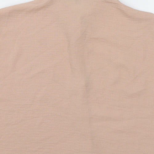 Peacocks Womens Pink Polyester Cropped Button-Up Size 10 Collared