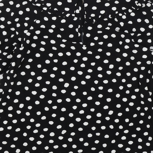 Marks and Spencer Womens Black Polka Dot Viscose Basic Blouse Size 6 Collared