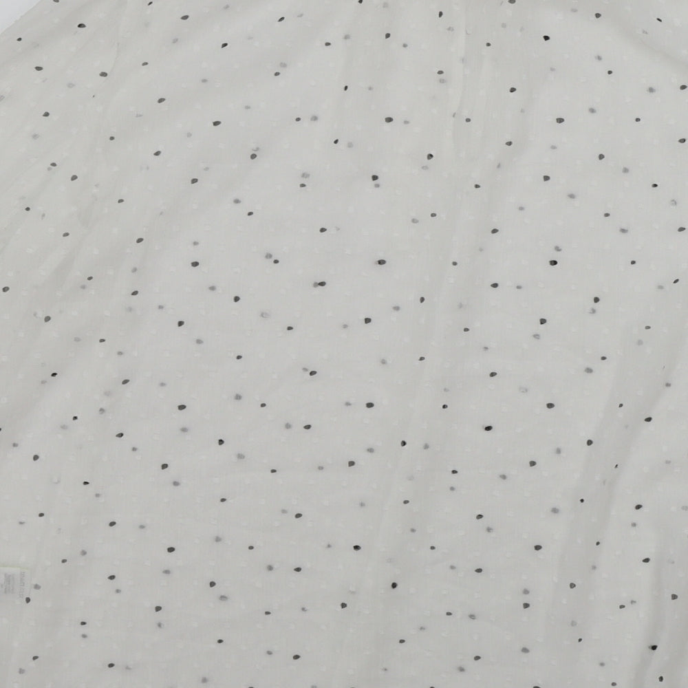 Marks and Spencer Womens White Polka Dot Polyester Basic Blouse Size 14 V-Neck