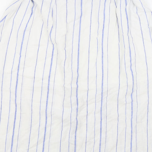 Per Una Womens Ivory Striped Cotton A-Line Skirt Size 18 Button
