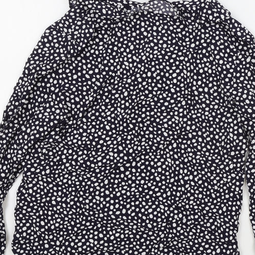 Marks and Spencer Womens Black Polka Dot Viscose Basic Blouse Size 6 V-Neck