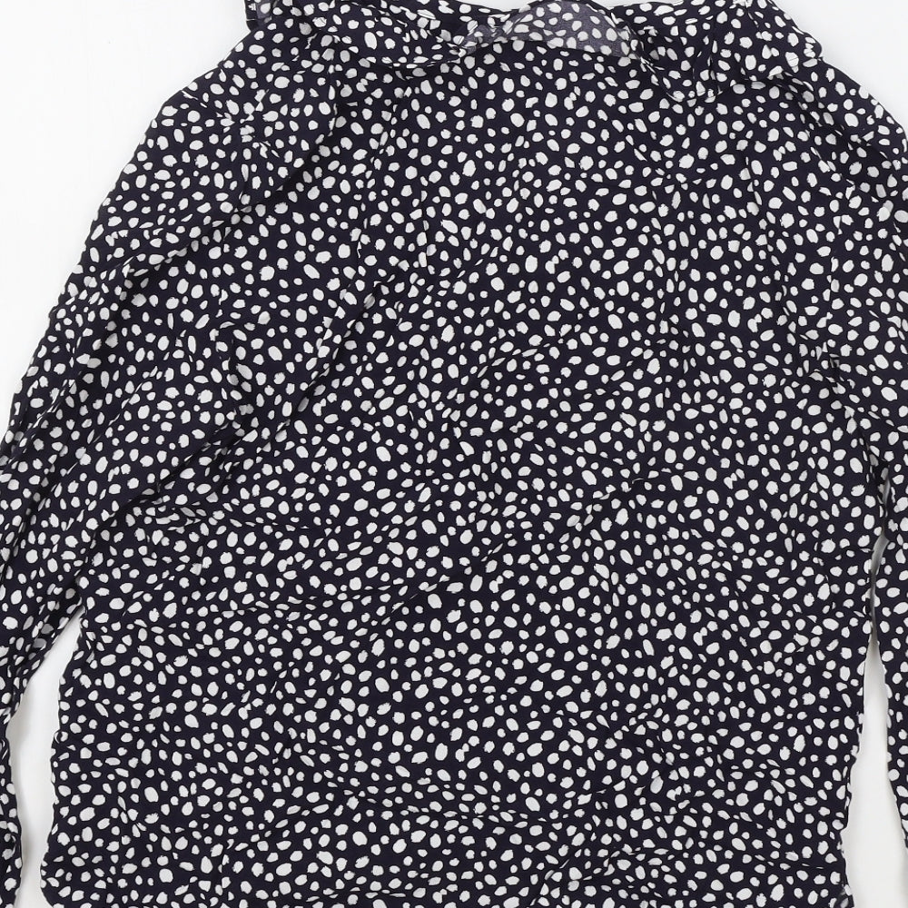Marks and Spencer Womens Black Polka Dot Viscose Basic Blouse Size 6 V-Neck