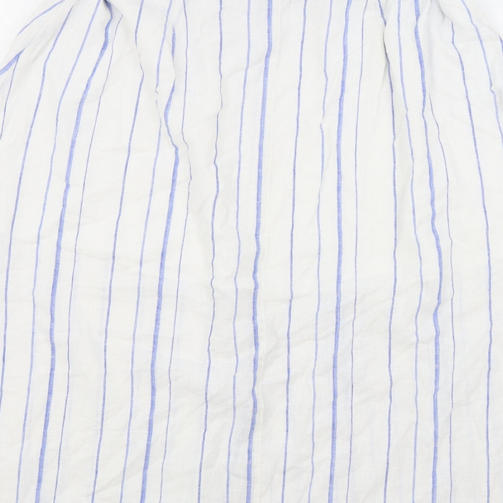 Per Una Womens White Striped Cotton A-Line Skirt Size 20 Button