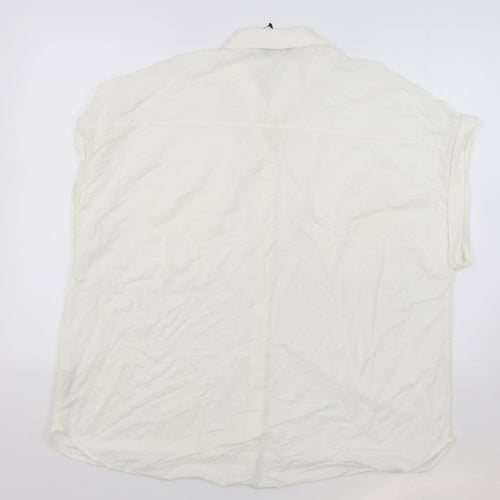 M&S Womens Ivory Viscose Tunic T-Shirt Size 18 Collared