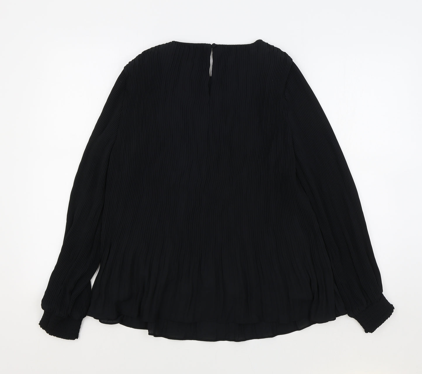 Marks and Spencer Womens Black Polyester Tunic Blouse Size 12 Round Neck