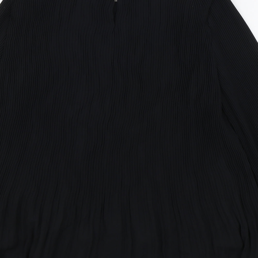 Marks and Spencer Womens Black Polyester Tunic Blouse Size 12 Round Neck