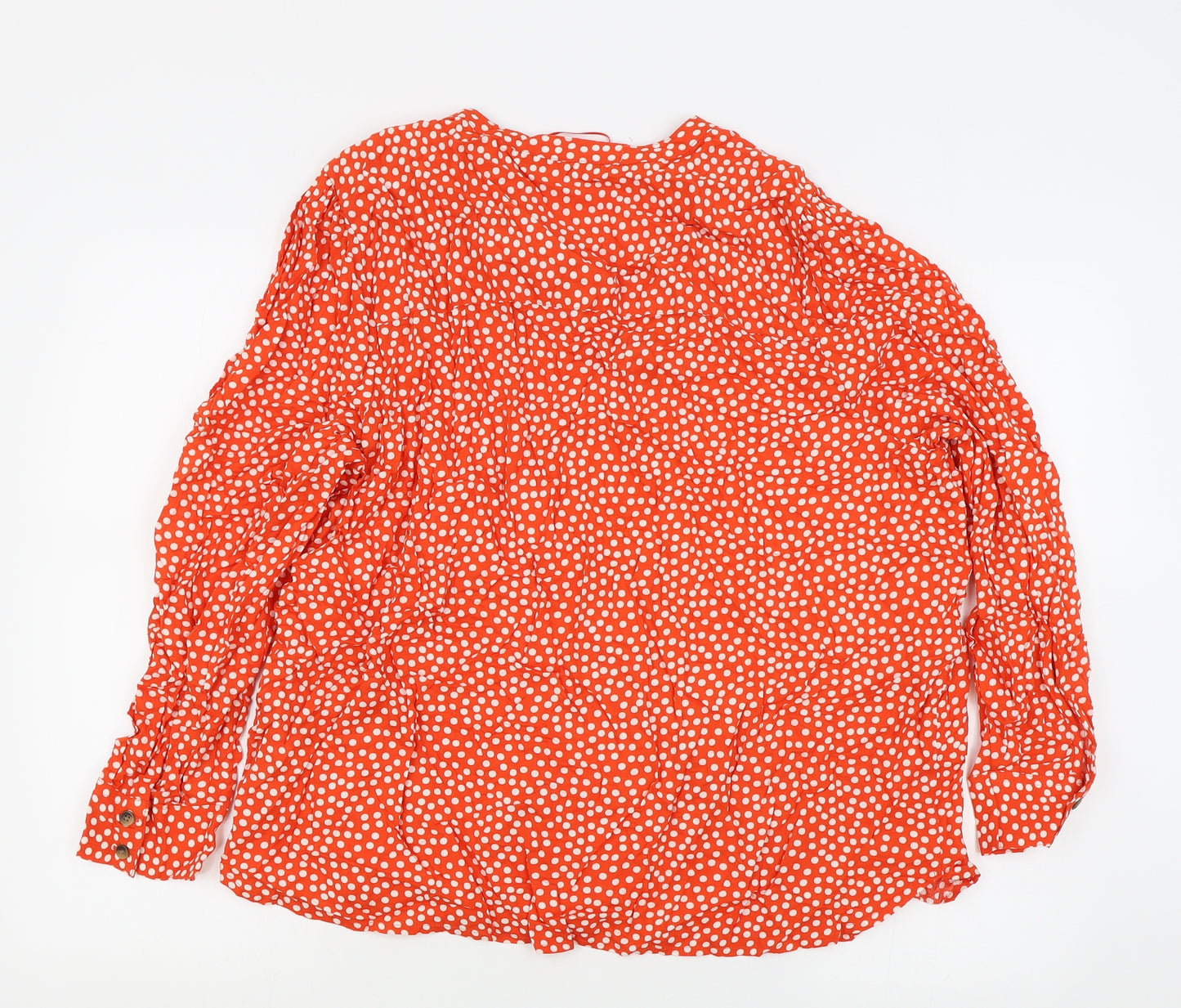 Marks and Spencer Womens Red Polka Dot Viscose Basic Blouse Size 20 V-Neck