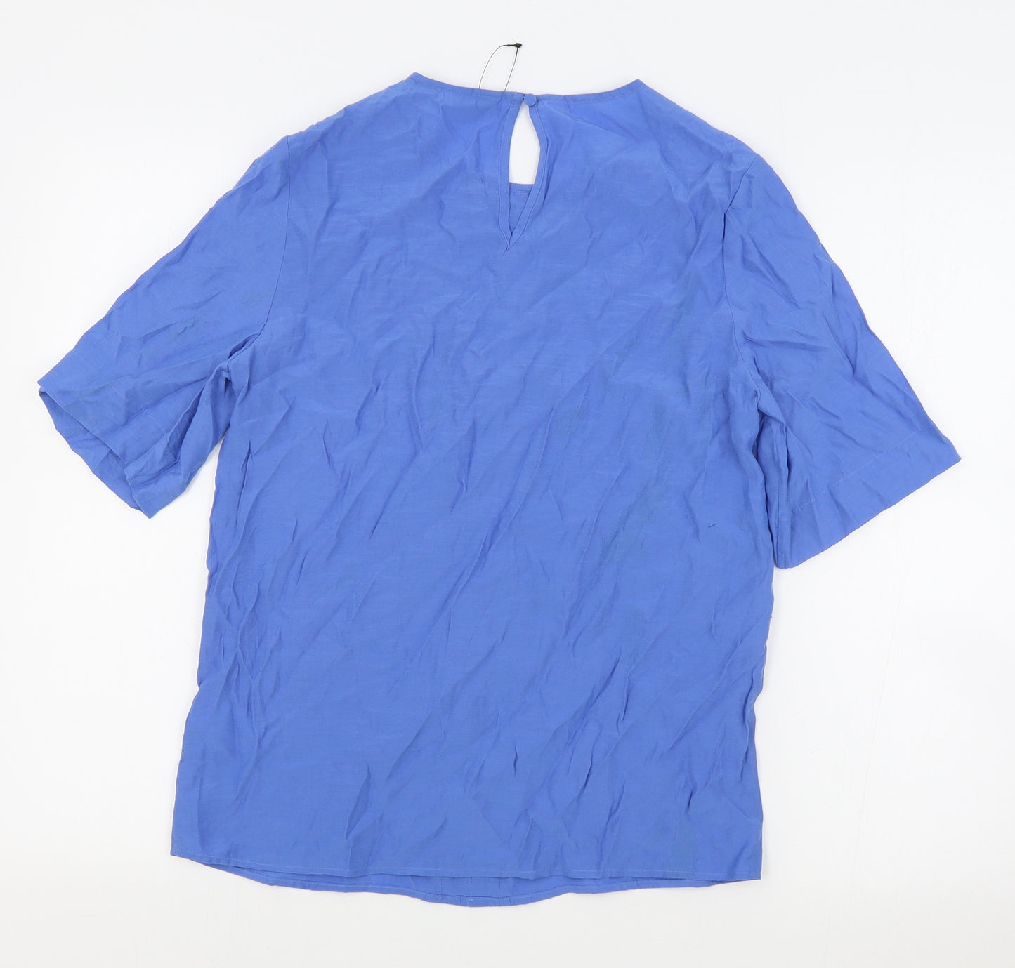 Marks and Spencer Womens Blue Viscose Basic T-Shirt Size 6 Round Neck