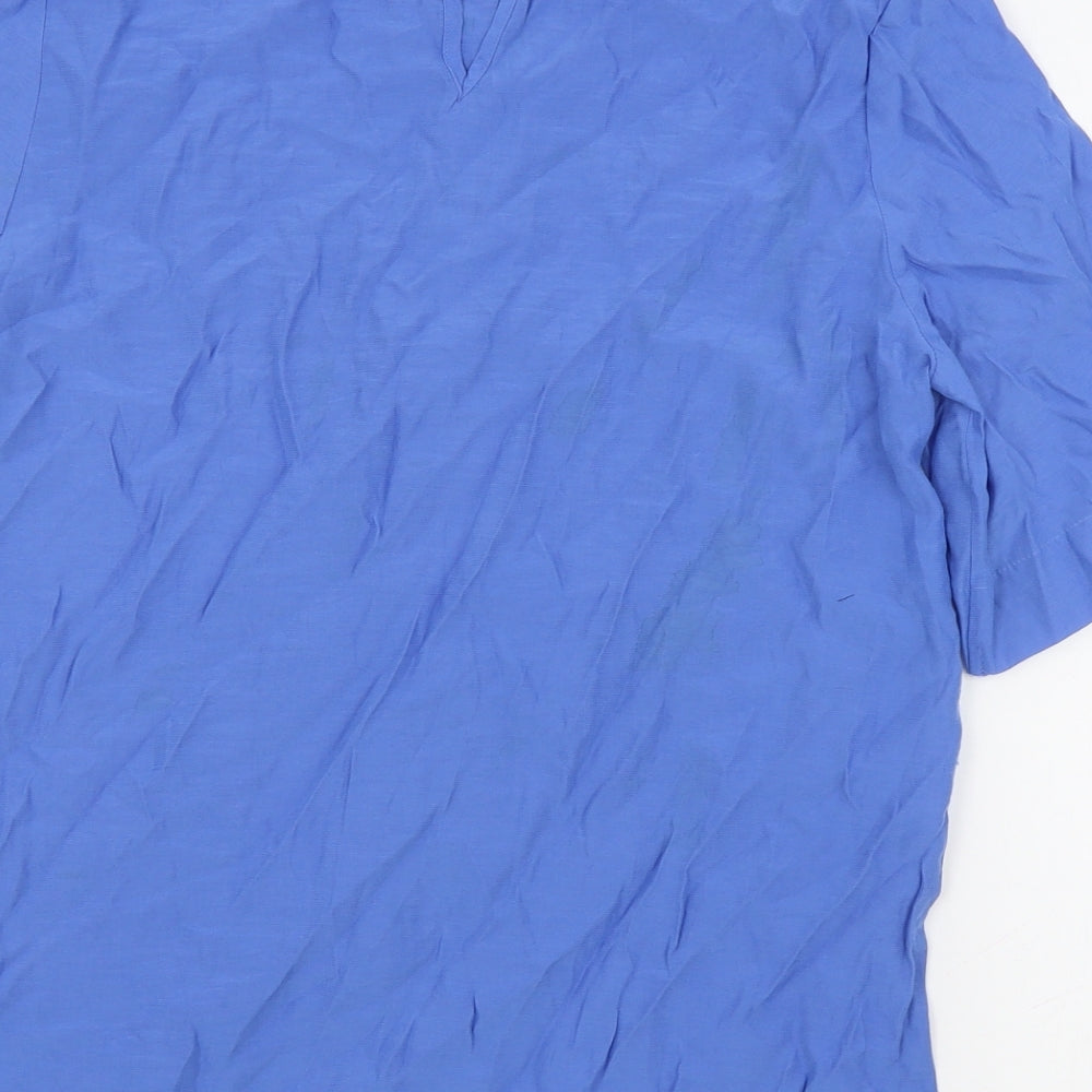 Marks and Spencer Womens Blue Viscose Basic T-Shirt Size 6 Round Neck