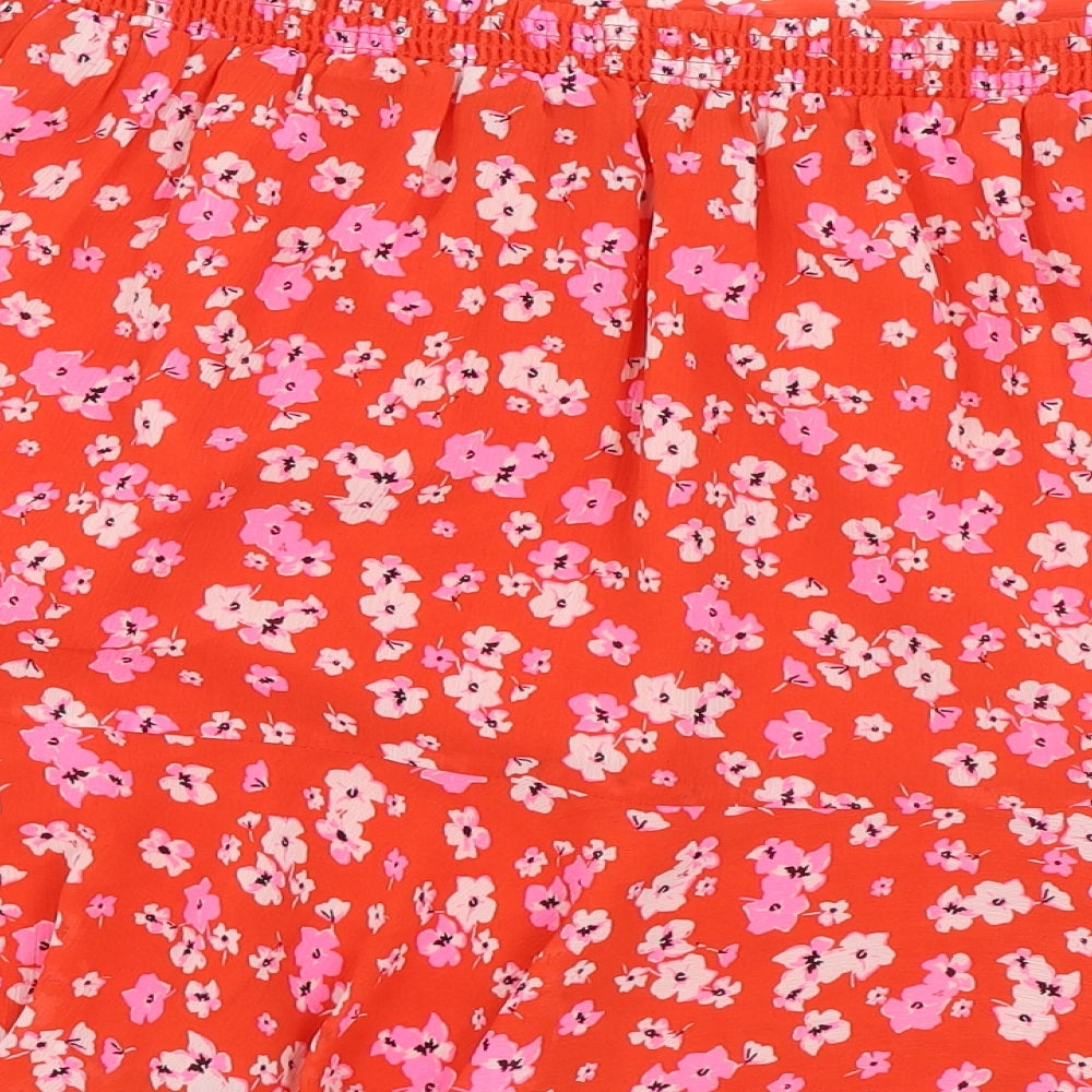 Marks and Spencer Womens Red Floral Polyester Swing Skirt Size 14