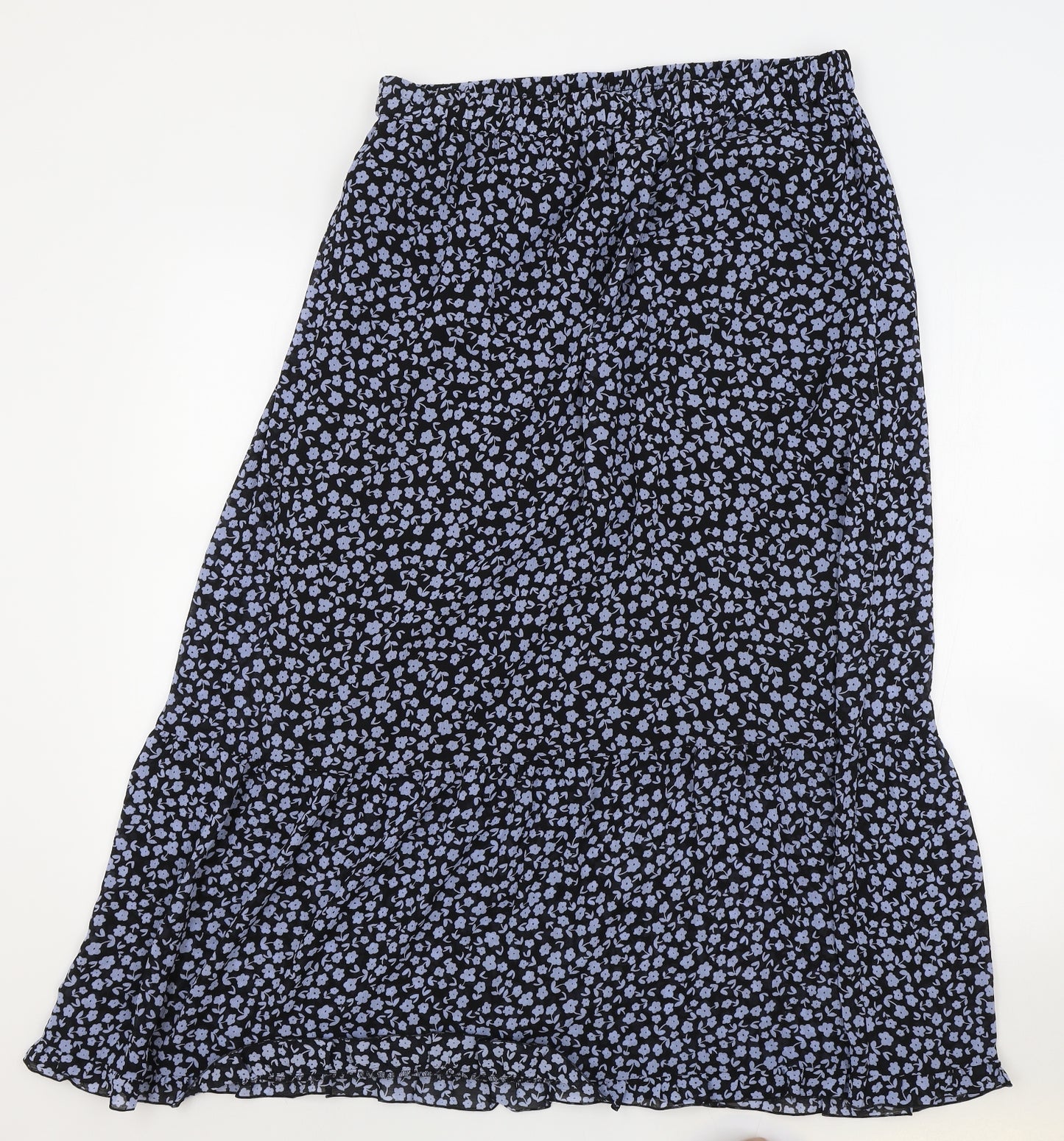 M&S Womens Blue Floral Polyester Flare Skirt Size 16
