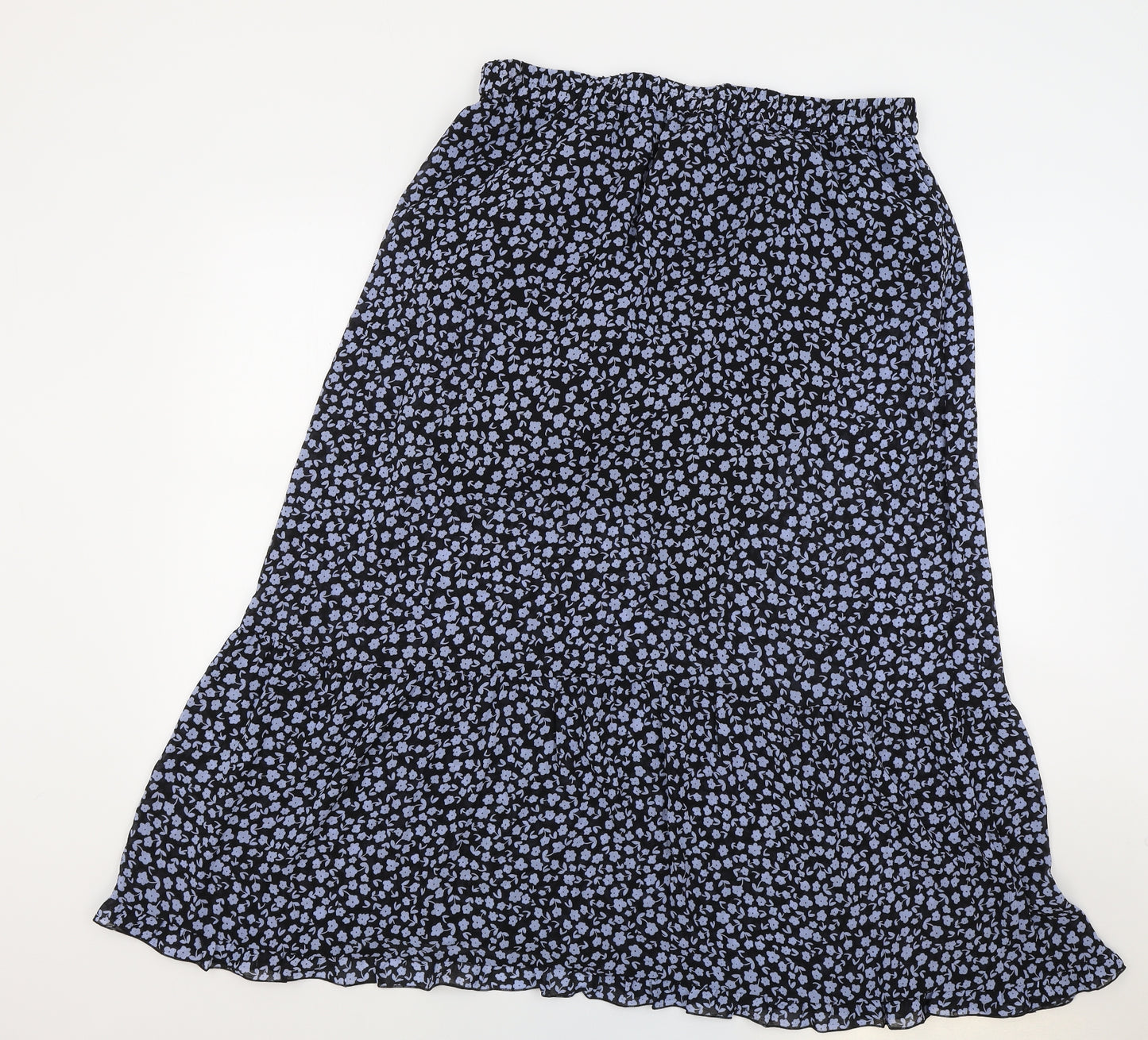 M&S Womens Blue Floral Polyester Flare Skirt Size 16