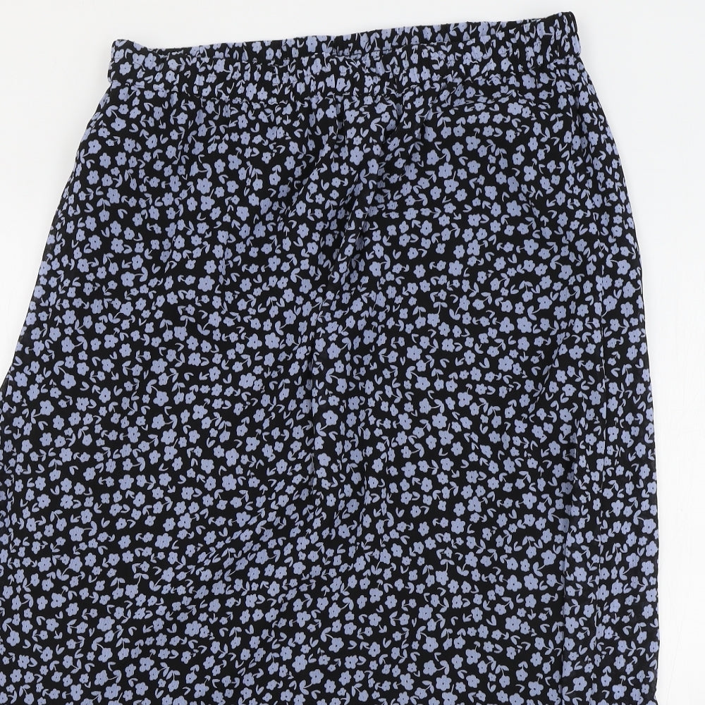 M&S Womens Blue Floral Polyester Flare Skirt Size 16