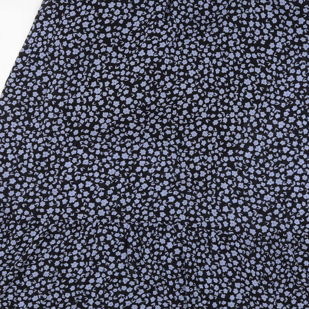 M&S Womens Blue Floral Polyester Flare Skirt Size 16