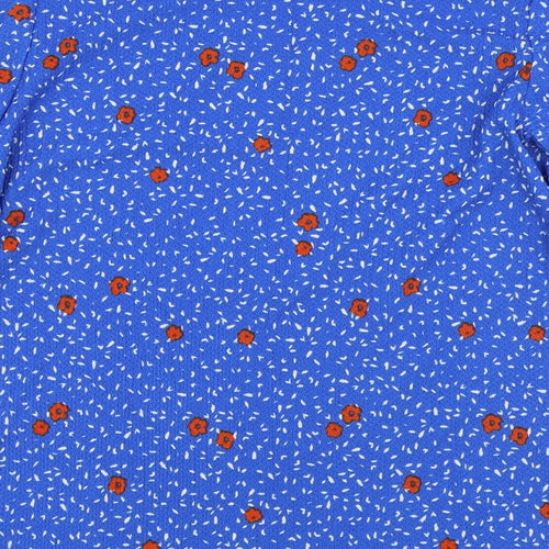 M&S Womens Blue Floral Polyester Basic T-Shirt Size 18 Round Neck