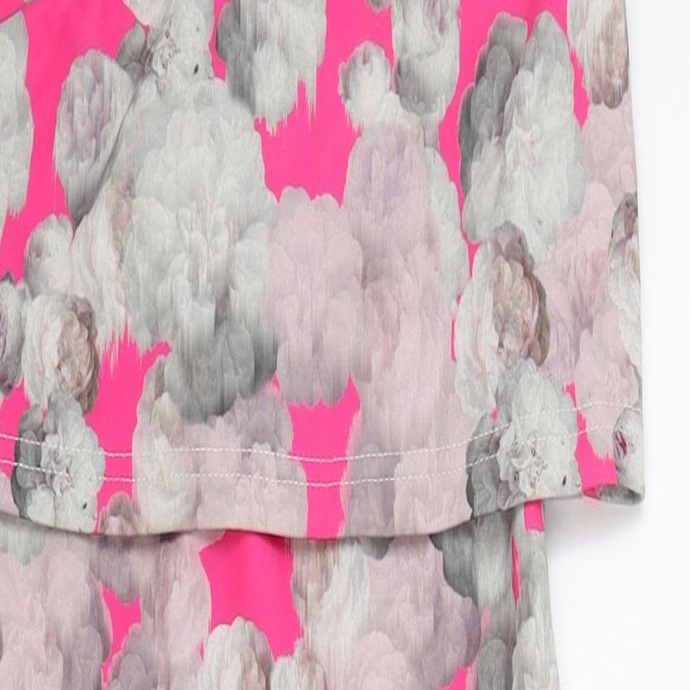 ASOS Womens Pink Floral Polyester Bodycon Size 8 Round Neck Zip