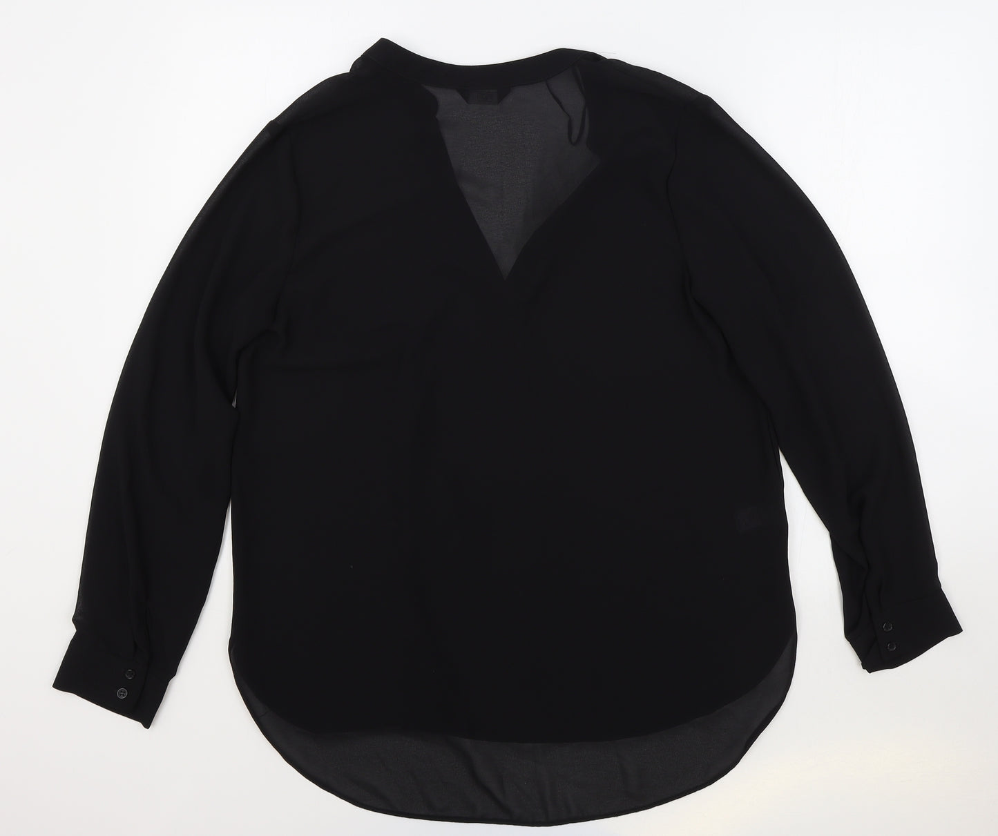 F&F Womens Black Polyester Tunic Blouse Size 16 V-Neck