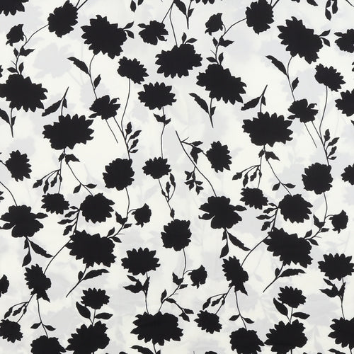 M&S Womens White Floral Polyester Basic Blouse Size 16 V-Neck