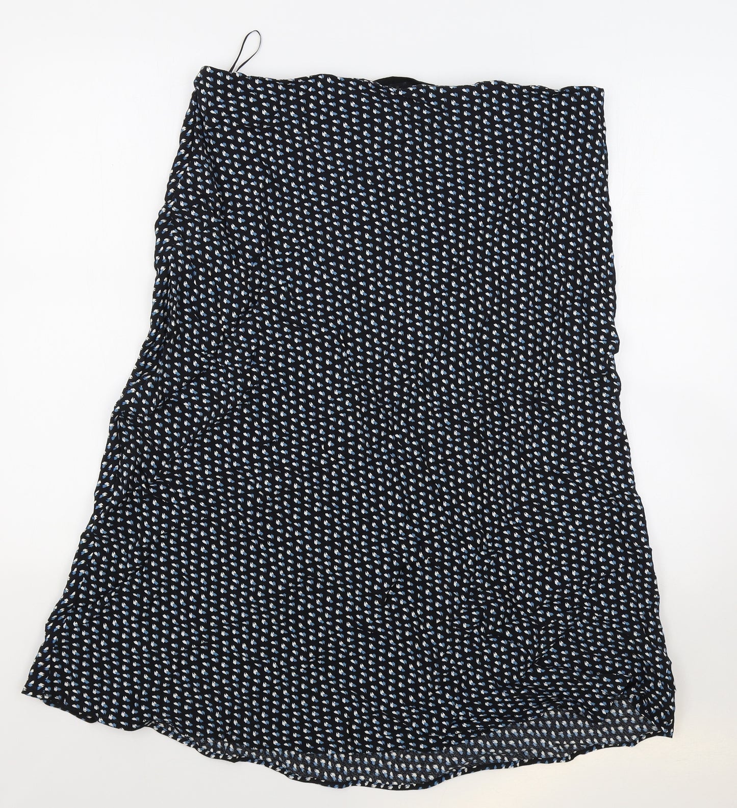 Marks and Spencer Womens Blue Floral Viscose Flare Skirt Size 16 Zip