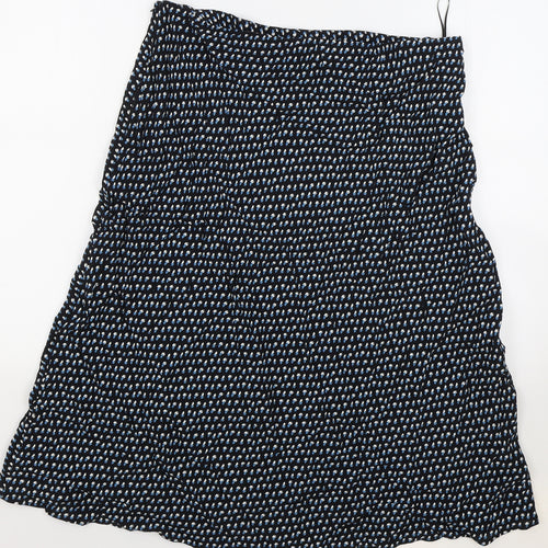 Marks and Spencer Womens Blue Floral Viscose Flare Skirt Size 16 Zip