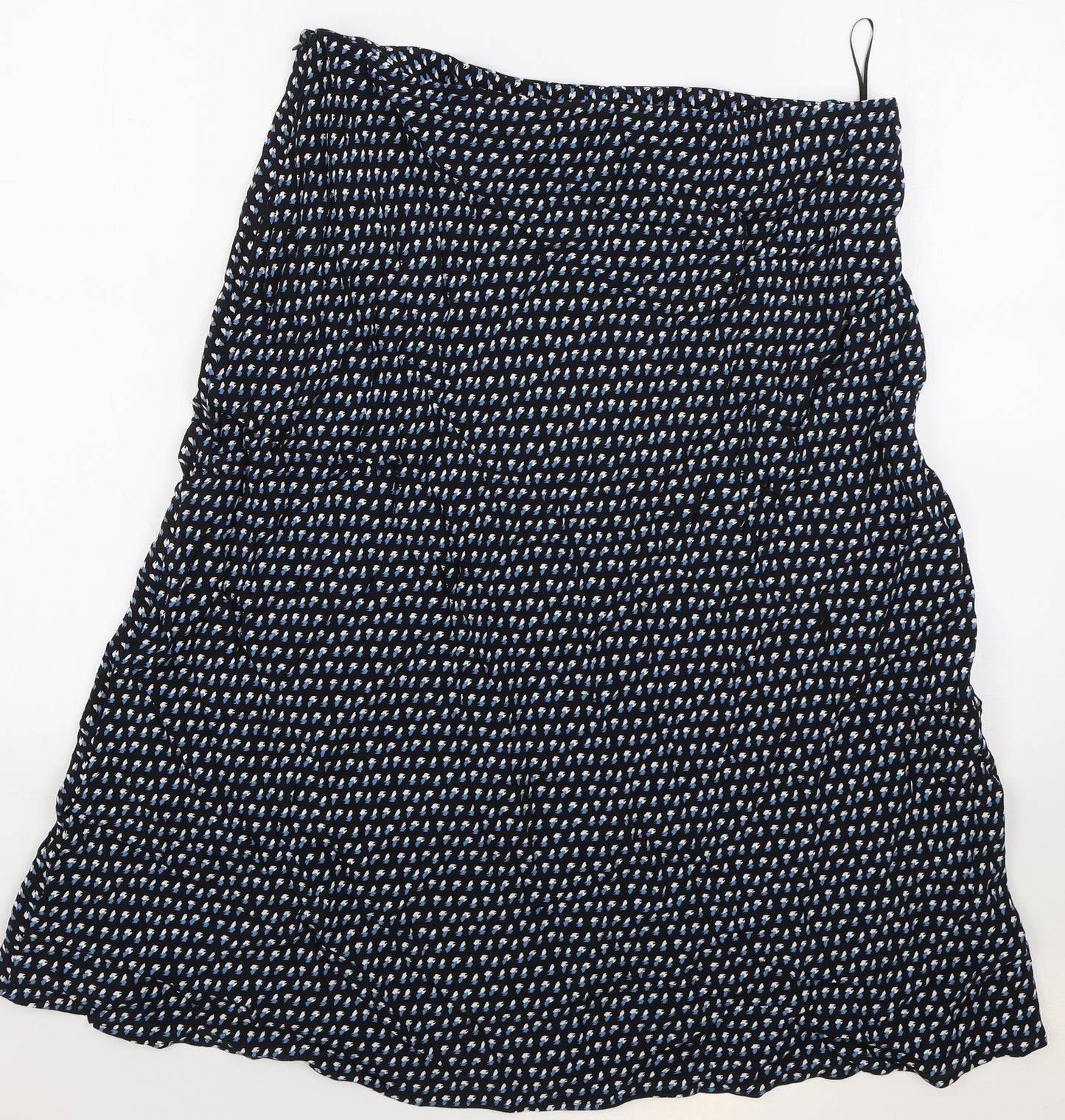 Marks and Spencer Womens Blue Floral Viscose Flare Skirt Size 16 Zip