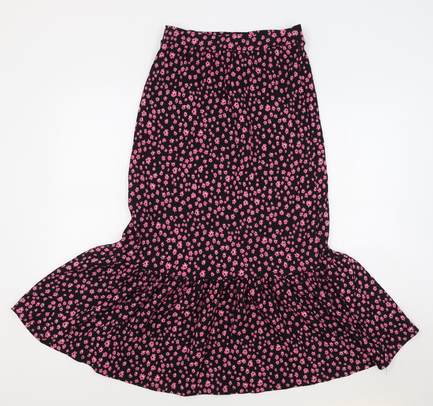 M&S Womens Pink Floral Viscose Flare Skirt Size 8
