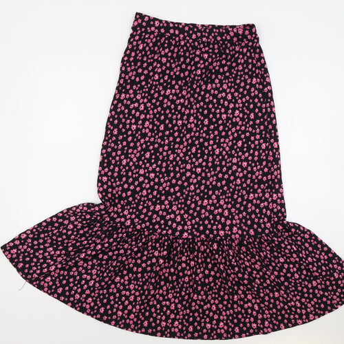 M&S Womens Pink Floral Viscose Flare Skirt Size 8