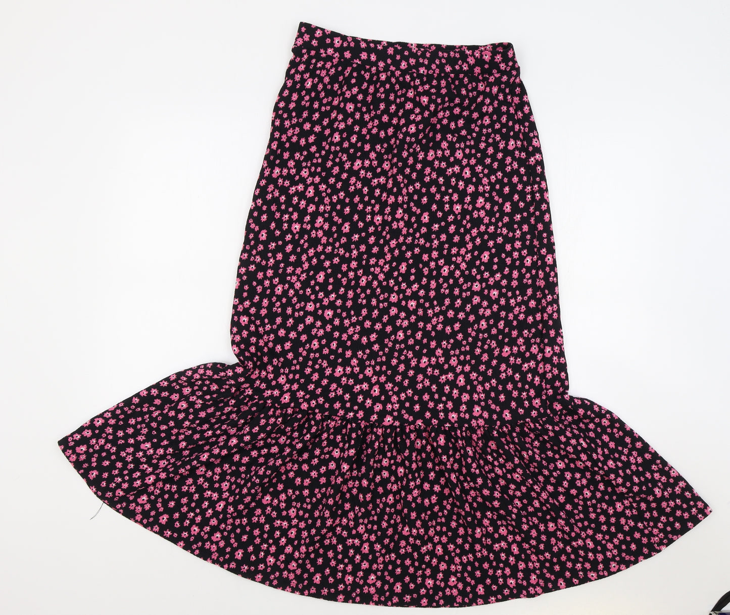 M&S Womens Pink Floral Viscose Flare Skirt Size 8