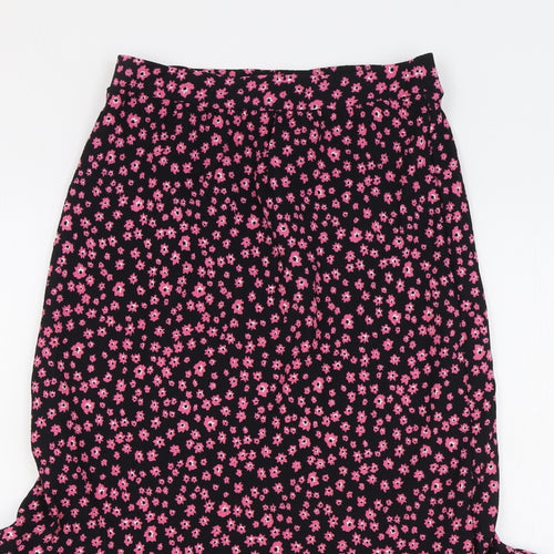 M&S Womens Pink Floral Viscose Flare Skirt Size 8