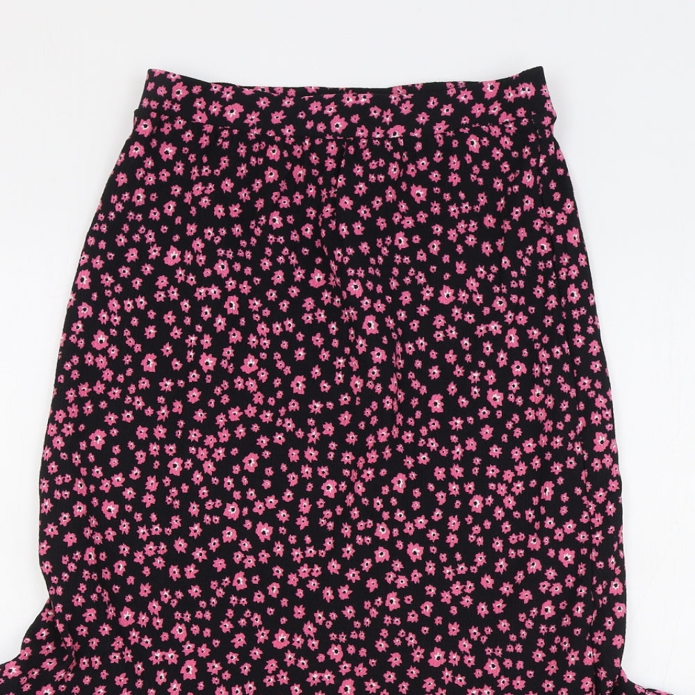 M&S Womens Pink Floral Viscose Flare Skirt Size 8