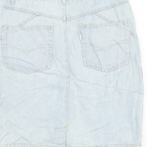 Blue Berry Womens Blue Cotton Straight & Pencil Skirt Size M Zip
