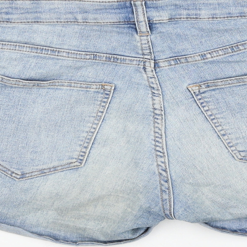 H&M Womens Blue Cotton Hot Pants Shorts Size 10 L3 in Regular Zip