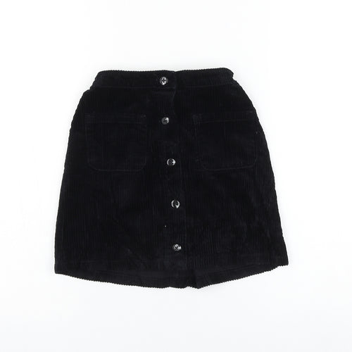 NEXT Girls Black Cotton A-Line Skirt Size 10 Years Regular Button