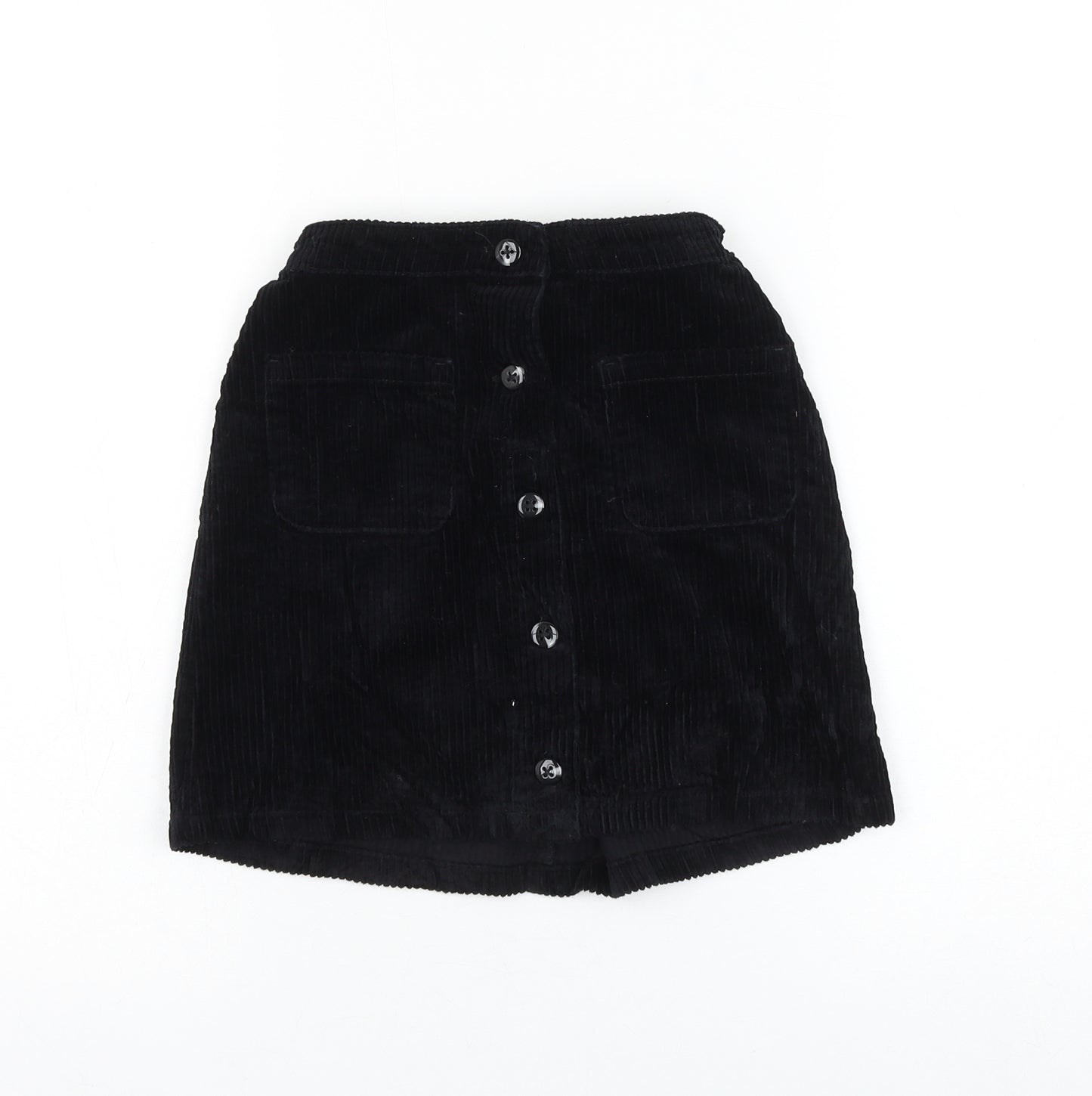 NEXT Girls Black Cotton A-Line Skirt Size 10 Years Regular Button