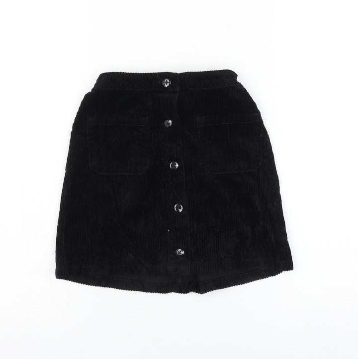NEXT Girls Black Cotton A-Line Skirt Size 10 Years Regular Button