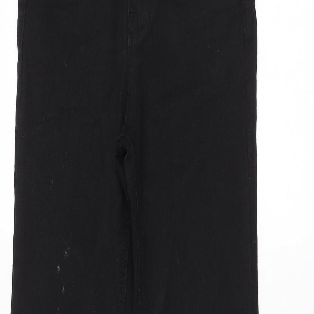 Pull&Bear Womens Black Cotton Flared Jeans Size 24 in L33 in Regular Zip